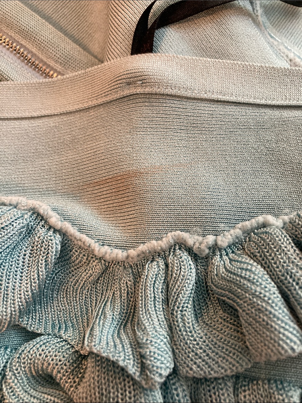 bebe Powder Blue Ruffle Off-Shoulder Crop Top - Picture 9 of 9